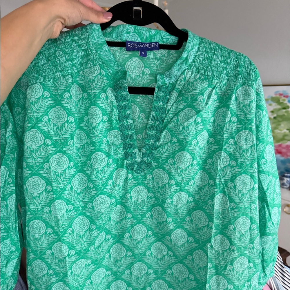 Ro’s Garden Green Floral Women's Top Size Small - Picture 8 of 9